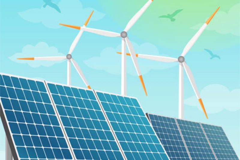 Solar panels and wind farm
